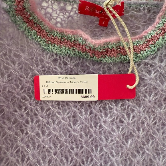 NWT Rose Carmine Mohair Balloon Sleave Sweater M - Picture 4 of 8